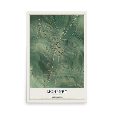 Map of McHenry, Kentucky, 12 x 18 inch unframed archival matte print
