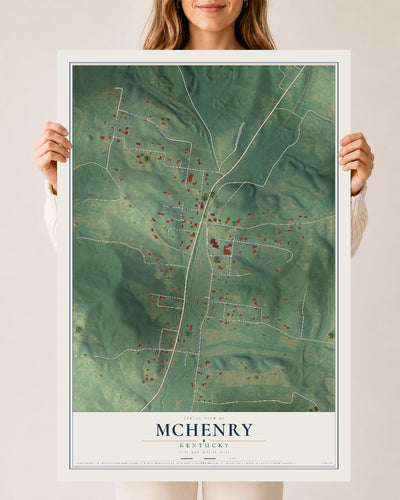 Map of McHenry, Kentucky, 24 x 36 inch unframed archival matte print