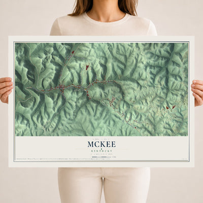 Map of McKee, Kentucky, 18 x 24 inch unframed archival matte print