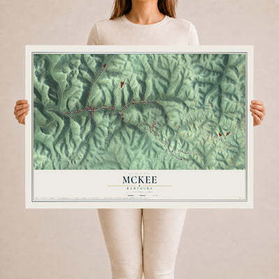 Map of McKee, Kentucky, 24 x 36 inch unframed archival matte print
