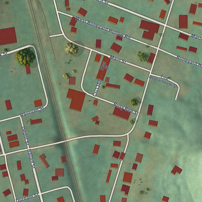 Close-up of the map of McKinney, Kentucky print showing street and building detail