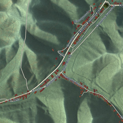 Close-up of the map of McRoberts, Kentucky print showing street and building detail