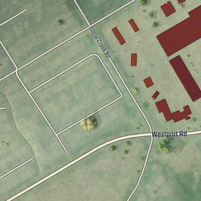 Second close-up of the map of Meadow Vale, Kentucky print showing more streets and buildings