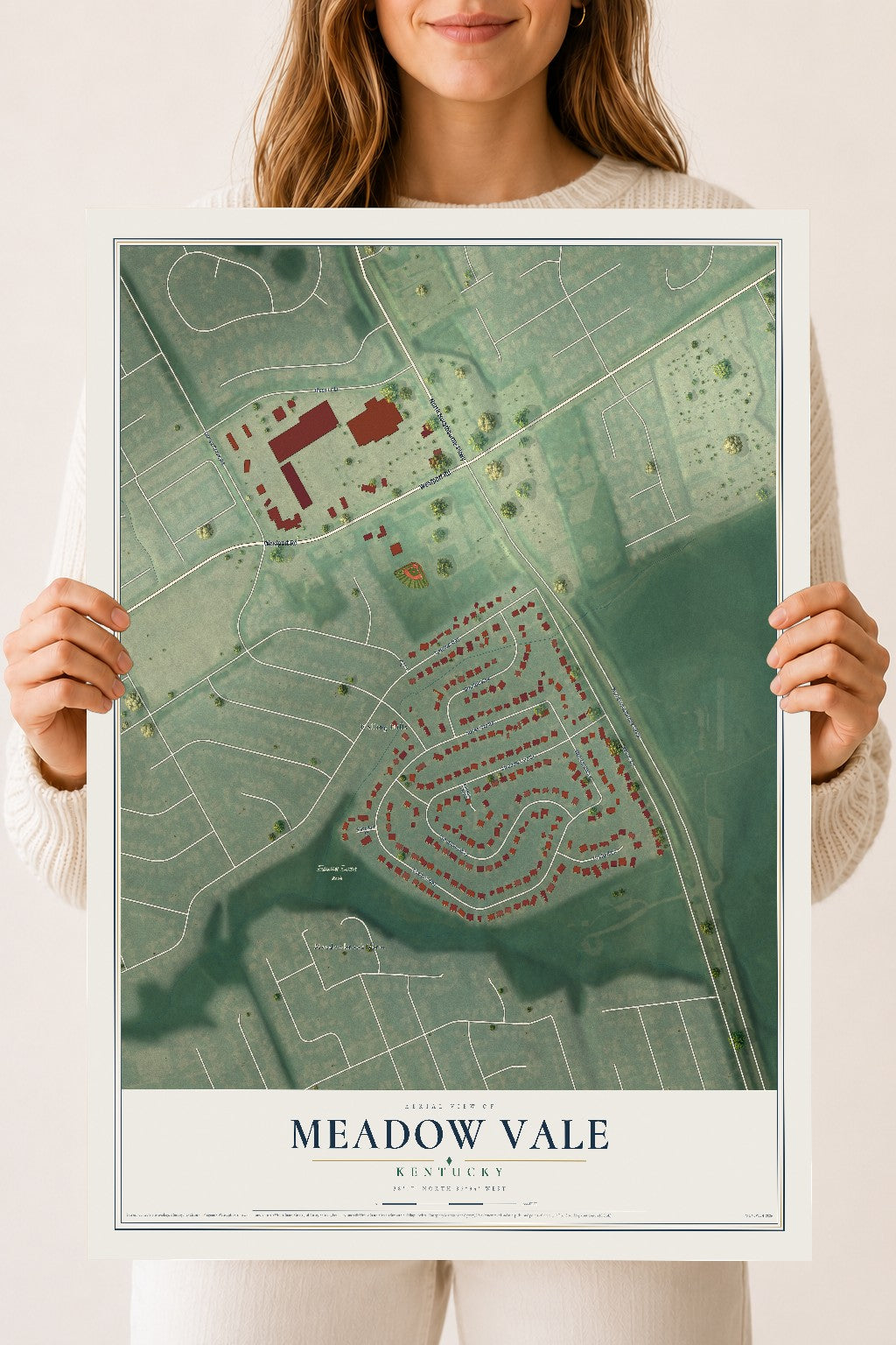 Map of Meadow Vale, Kentucky, 18 x 24 inch unframed archival matte print