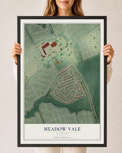 Map of Meadow Vale, Kentucky, 24 x 36 inch print in a black wood frame