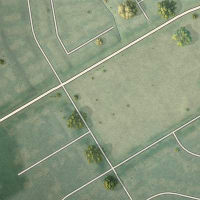 Second close-up of the map of Meadowbrook Farm, Kentucky print showing more streets and buildings