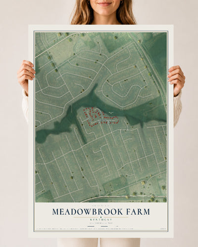 Map of Meadowbrook Farm, Kentucky, 24 x 36 inch unframed archival matte print