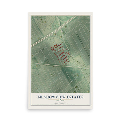 Map of Meadowview Estates, Kentucky, 12 x 18 inch unframed archival matte print