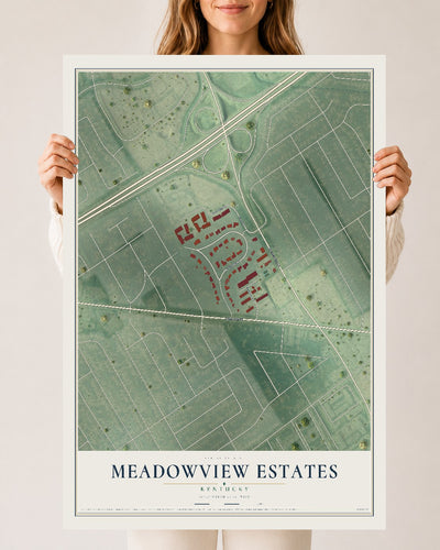 Map of Meadowview Estates, Kentucky, 24 x 36 inch unframed archival matte print