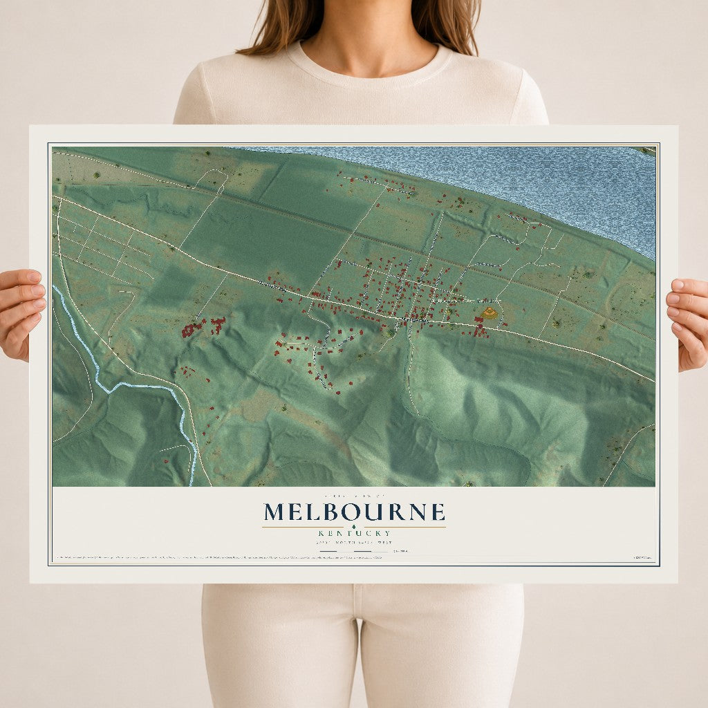 Map of Melbourne, Kentucky, 18 x 24 inch unframed archival matte print