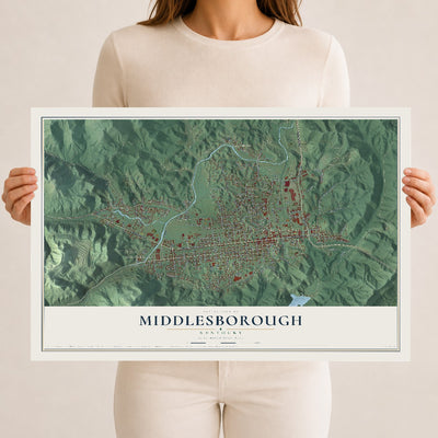 Map of Middlesborough, Kentucky, 12 x 18 inch unframed archival matte print