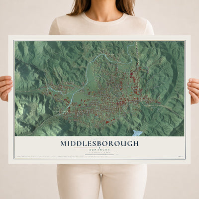 Map of Middlesborough, Kentucky, 18 x 24 inch unframed archival matte print