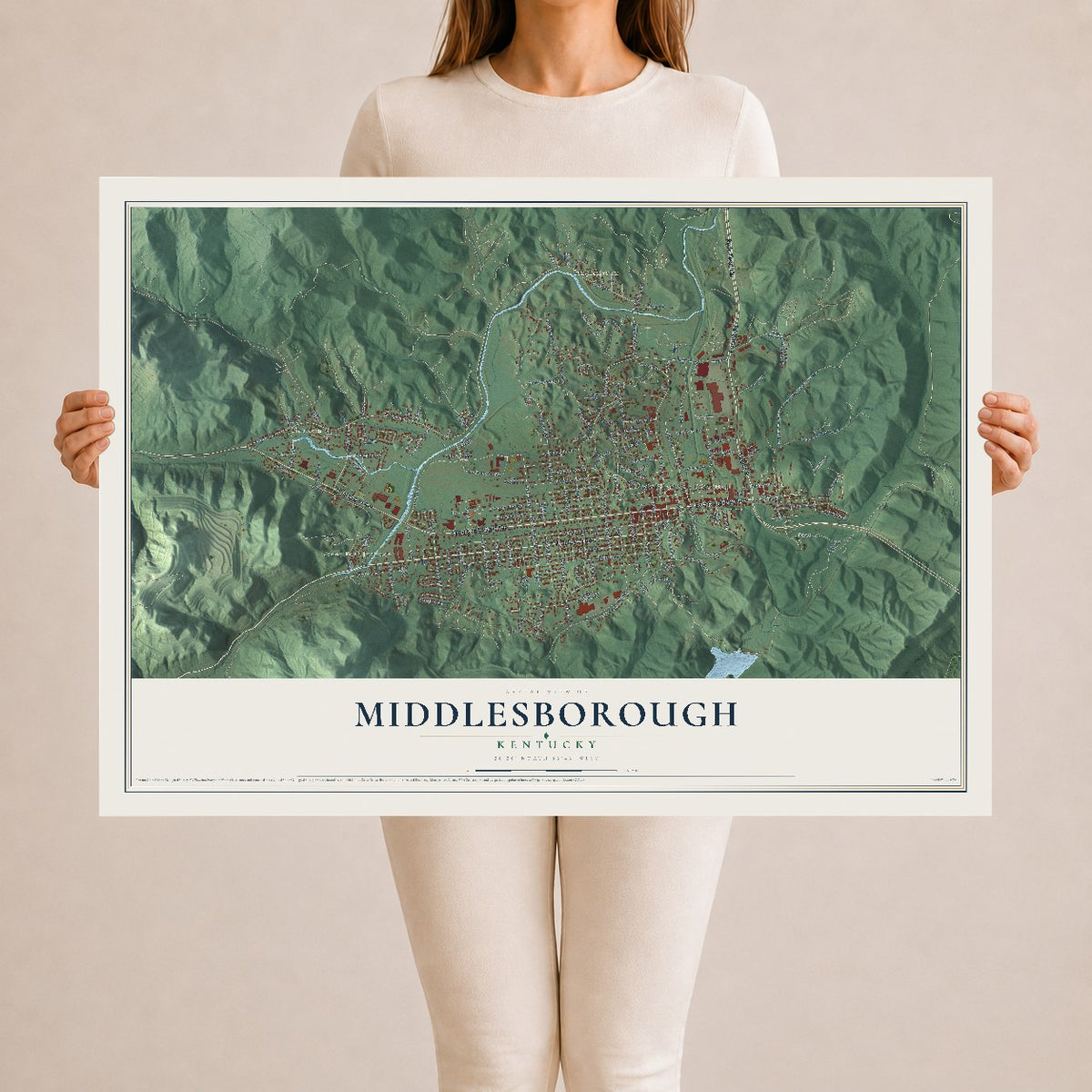 Map of Middlesborough, Kentucky, 24 x 36 inch unframed archival matte print