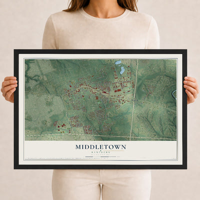 Map of Middletown, Kentucky, 12 x 18 inch print in a black wood frame
