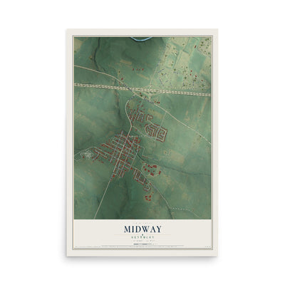 Map of Midway, Kentucky, 12 x 18 inch unframed archival matte print