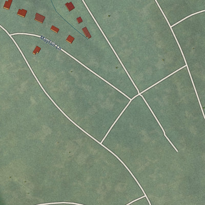 Second close-up of the map of Mockingbird Valley, Kentucky print showing more streets and buildings