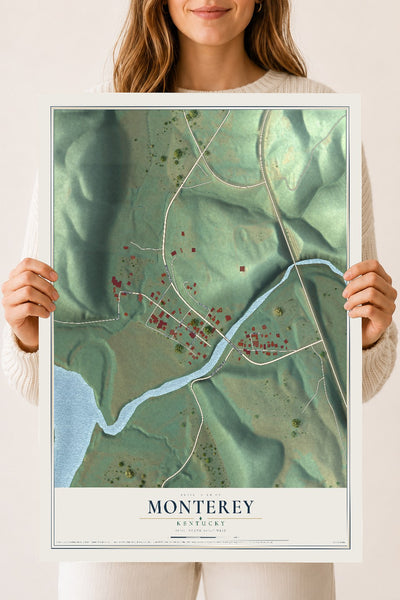 Map of Monterey, Kentucky, 18 x 24 inch unframed archival matte print