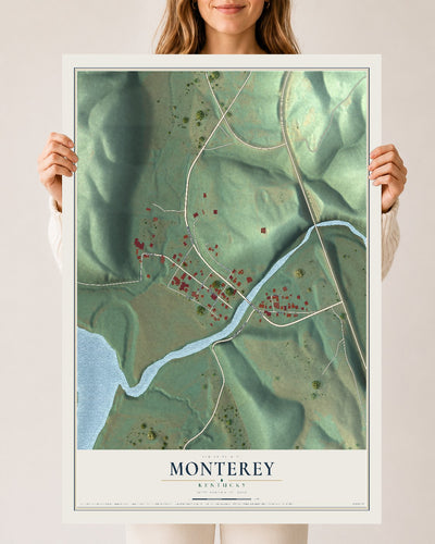 Map of Monterey, Kentucky, 24 x 36 inch unframed archival matte print
