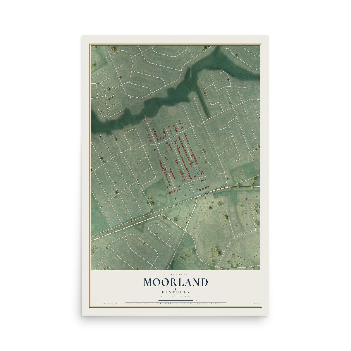 Map of Moorland, Kentucky, 12 x 18 inch unframed archival matte print