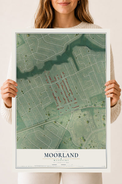Map of Moorland, Kentucky, 18 x 24 inch unframed archival matte print