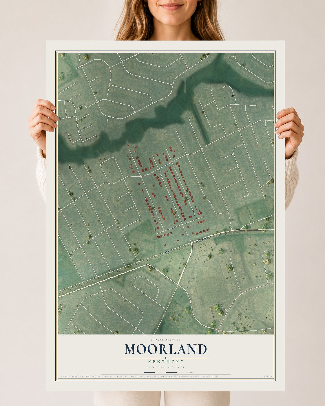 Map of Moorland, Kentucky, 24 x 36 inch unframed archival matte print