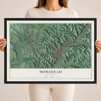 Map of Morehead, Kentucky, 18 x 24 inch print in a black wood frame