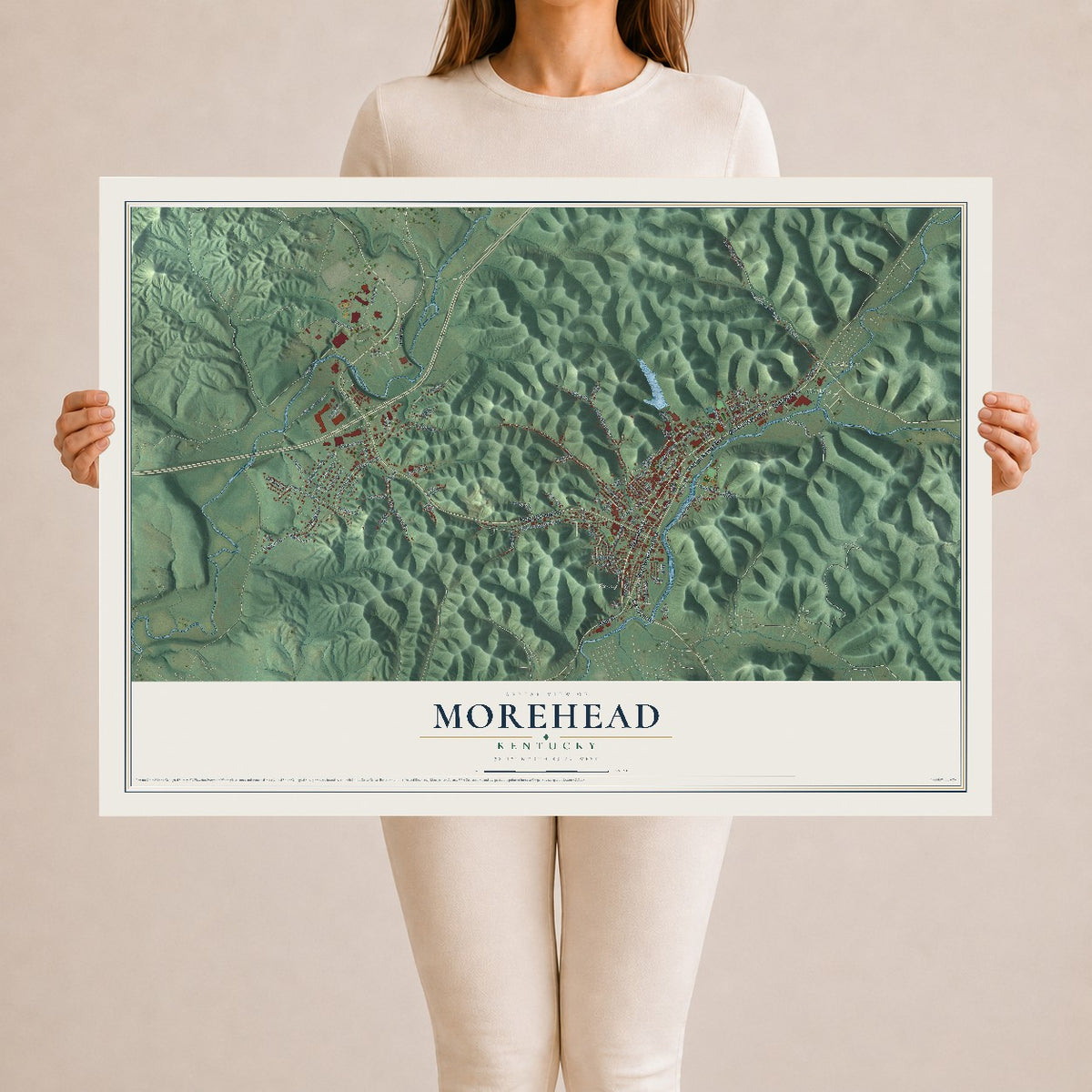 Map of Morehead, Kentucky, 24 x 36 inch unframed archival matte print