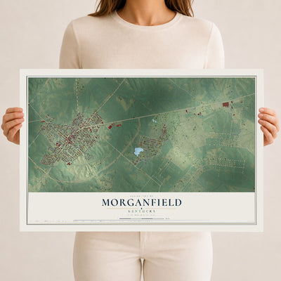 Map of Morganfield, Kentucky, 12 x 18 inch unframed archival matte print
