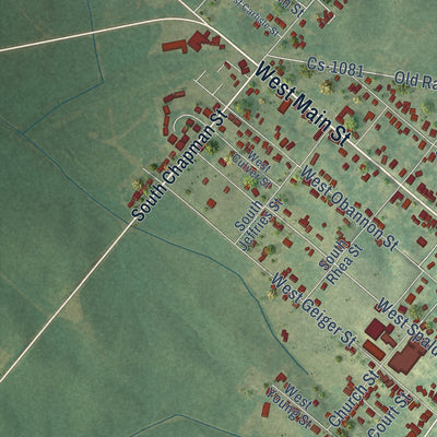 Second close-up of the map of Morganfield, Kentucky print showing more streets and buildings