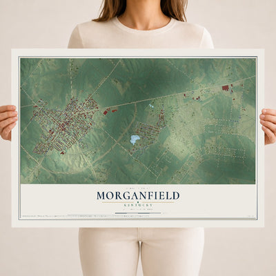 Map of Morganfield, Kentucky, 18 x 24 inch unframed archival matte print