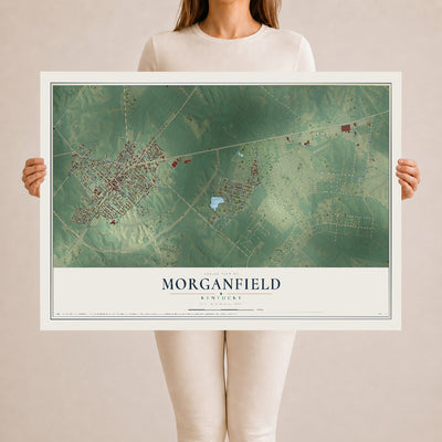 Map of Morganfield, Kentucky, 24 x 36 inch unframed archival matte print