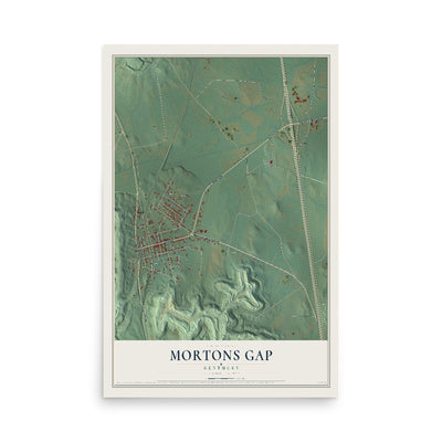 Map of Mortons Gap, Kentucky, 12 x 18 inch unframed archival matte print