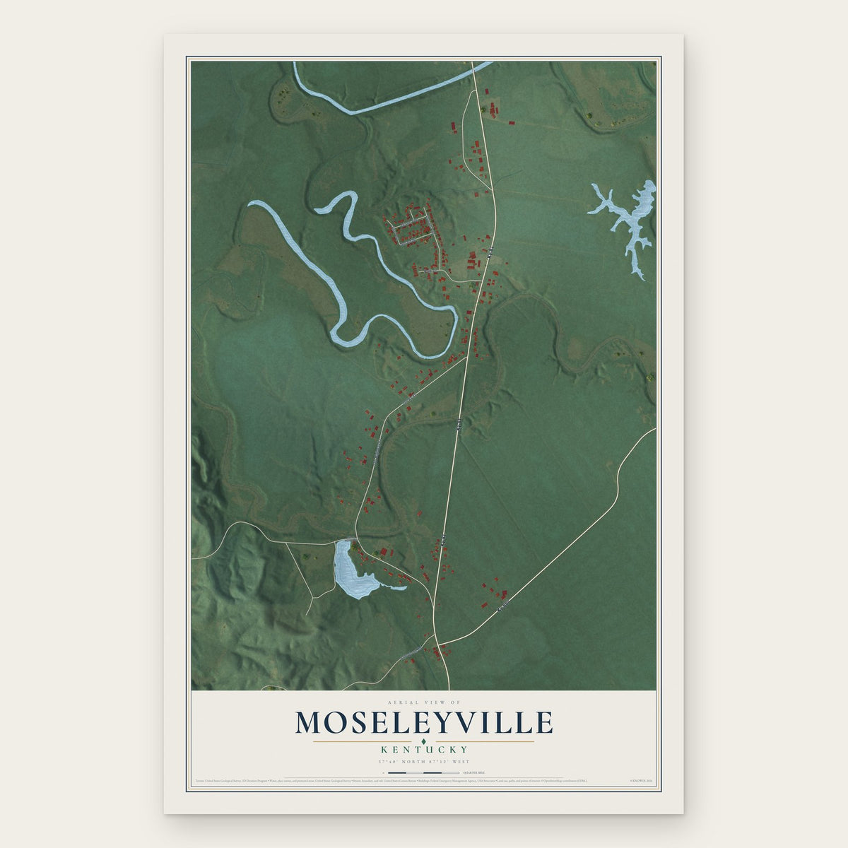 Moseleyville, Kentucky map print, the full design