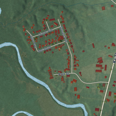 Close-up of the map of Moseleyville, Kentucky print showing street and building detail