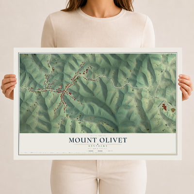 Map of Mount Olivet, Kentucky, 12 x 18 inch unframed archival matte print