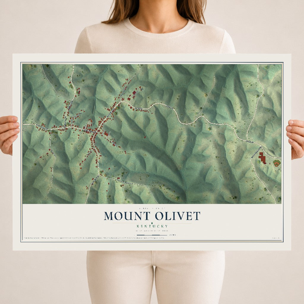 Map of Mount Olivet, Kentucky, 18 x 24 inch unframed archival matte print