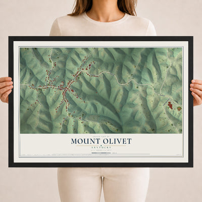 Map of Mount Olivet, Kentucky, 18 x 24 inch print in a black wood frame