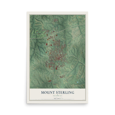 Map of Mount Sterling, Kentucky, 12 x 18 inch unframed archival matte print