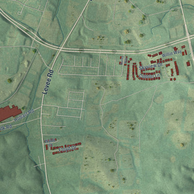 Second close-up of the map of Mount Sterling, Kentucky print showing more streets and buildings
