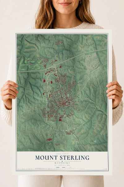 Map of Mount Sterling, Kentucky, 18 x 24 inch unframed archival matte print