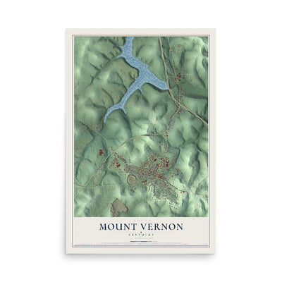 Map of Mount Vernon, Kentucky, 12 x 18 inch unframed archival matte print