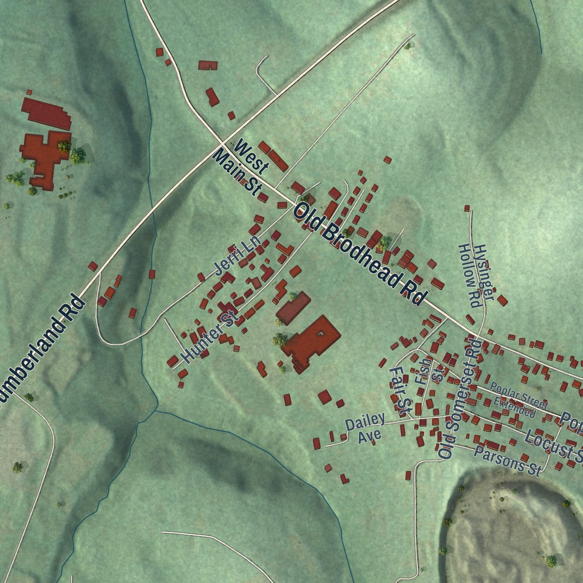 Second close-up of the map of Mount Vernon, Kentucky print showing more streets and buildings