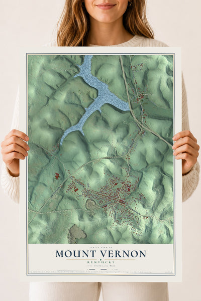 Map of Mount Vernon, Kentucky, 18 x 24 inch unframed archival matte print