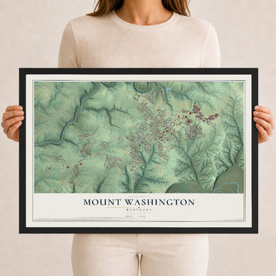 Map of Mount Washington, Kentucky, 12 x 18 inch print in a black wood frame