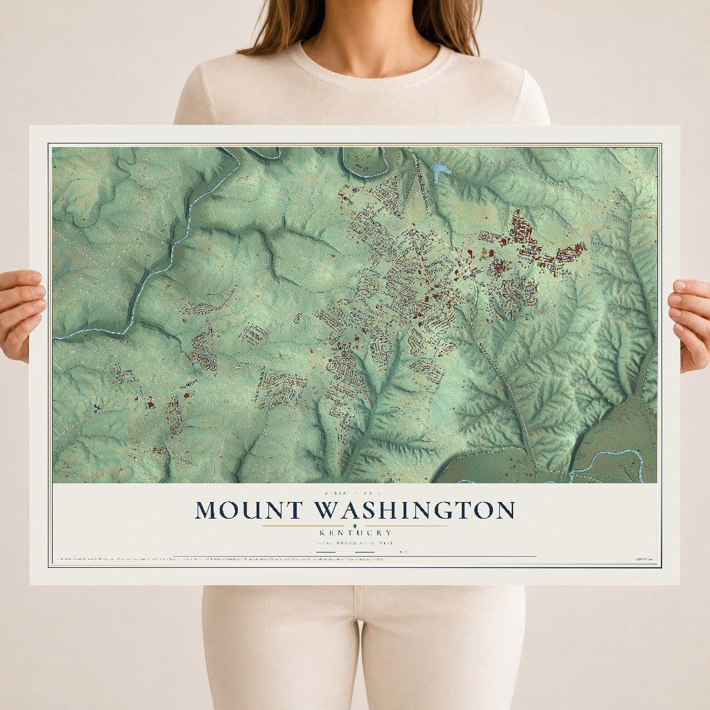 Map of Mount Washington, Kentucky, 18 x 24 inch unframed archival matte print