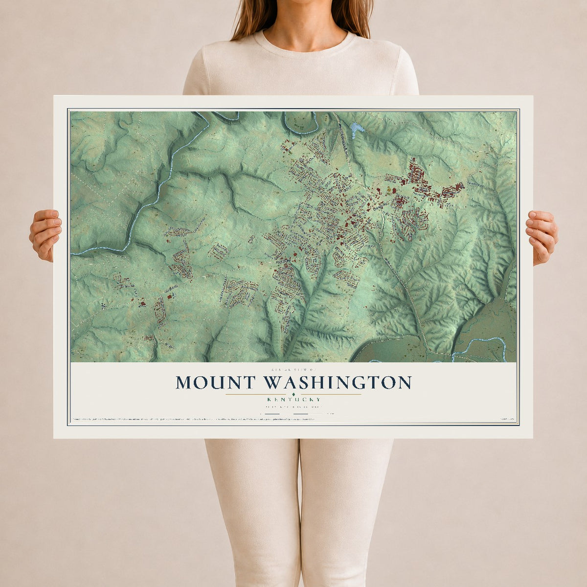 Map of Mount Washington, Kentucky, 24 x 36 inch unframed archival matte print