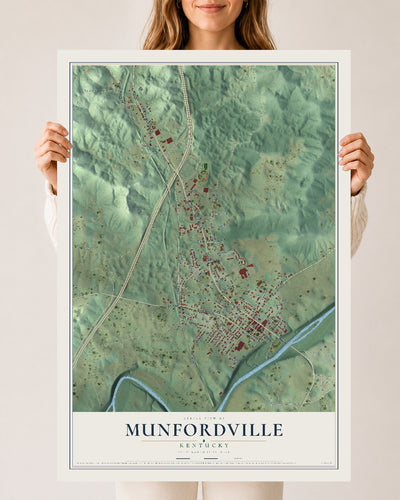 Map of Munfordville, Kentucky, 24 x 36 inch unframed archival matte print