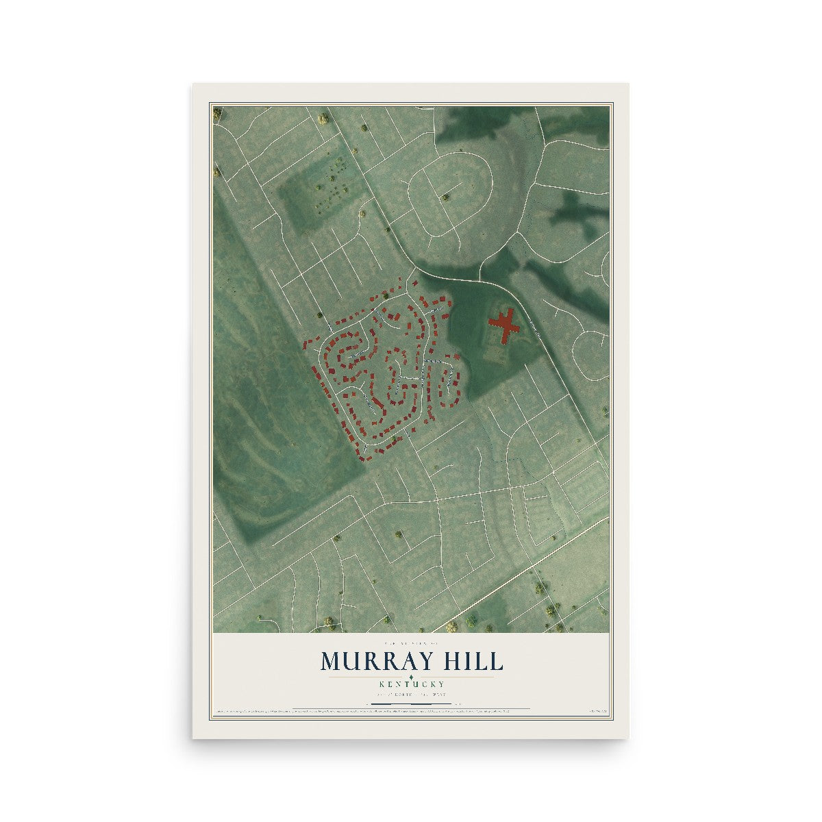 Map of Murray Hill, Kentucky, 12 x 18 inch unframed archival matte print