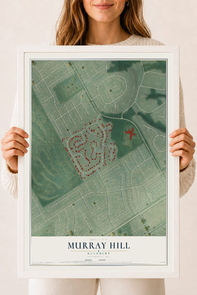 Map of Murray Hill, Kentucky, 18 x 24 inch print in a white wood frame