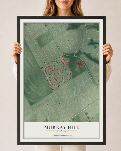 Map of Murray Hill, Kentucky, 24 x 36 inch print in a black wood frame